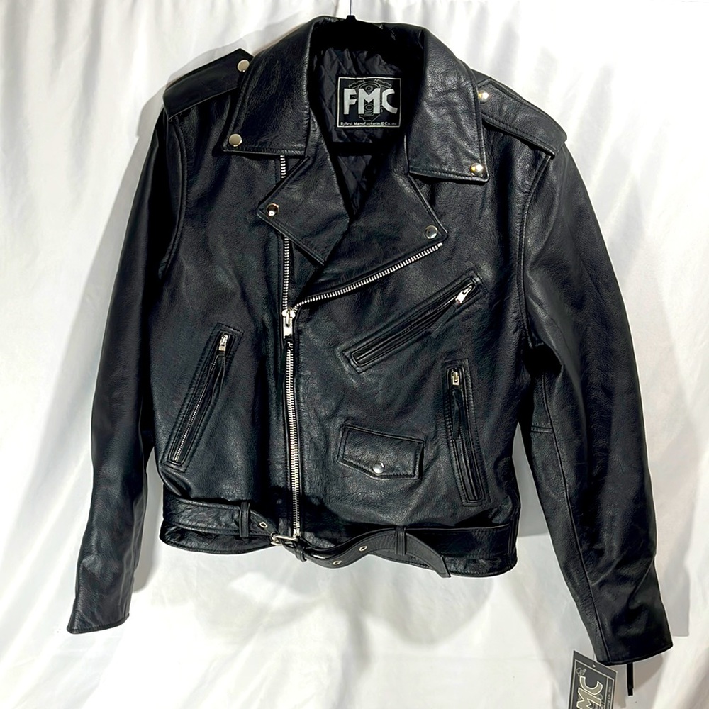 FMC Leather Biker Jacket, men’s Medium, NWT